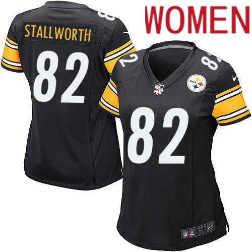 Women Pittsburgh Steelers #82 John Stallworth Nike Black Game Player NFL Jersey
